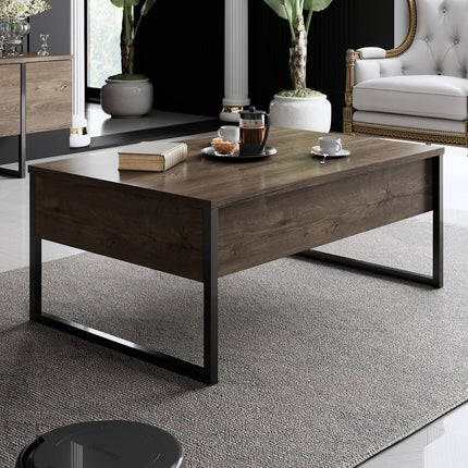 Dohányzóasztal Luxe - Walnut, Black-VASBÚTOR