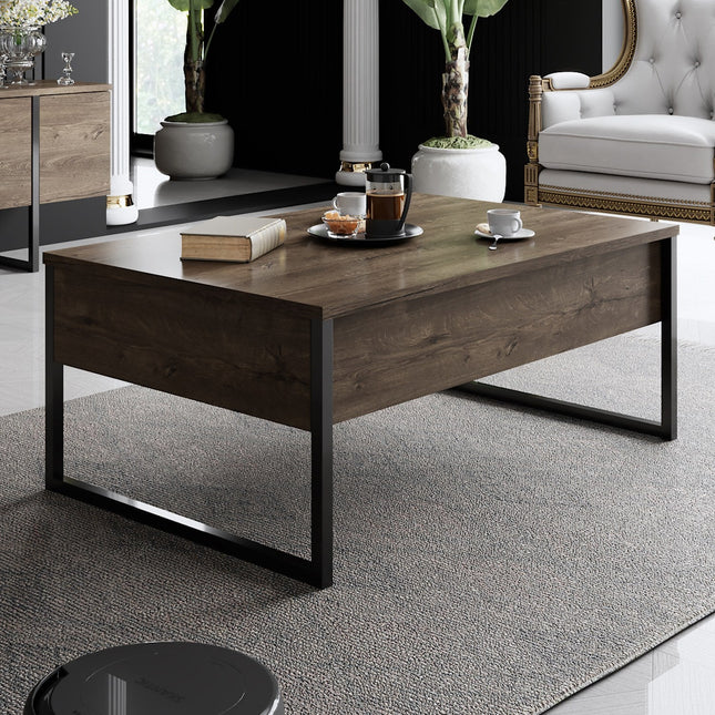 Dohányzóasztal Luxe - Walnut, Black-VASBÚTOR