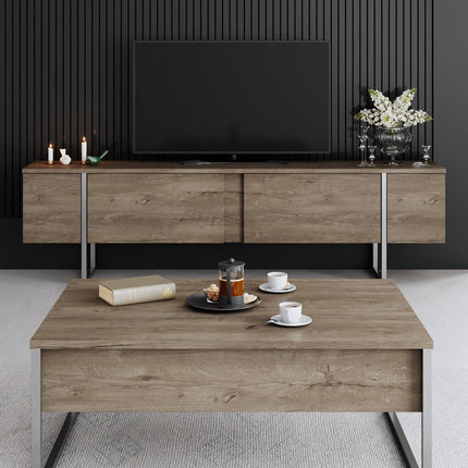 Dohányzóasztal Luxe - Walnut, Silver-VASBÚTOR