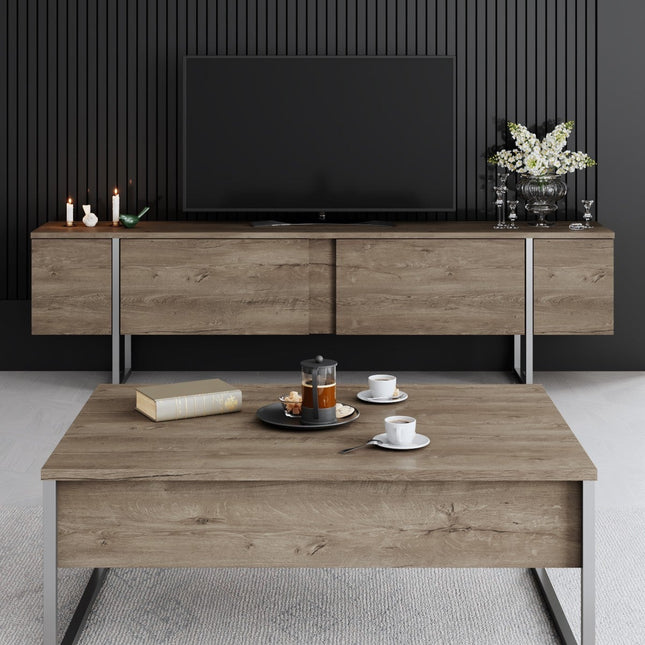Dohányzóasztal Luxe - Walnut, Silver-VASBÚTOR