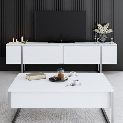 Dohányzóasztal Luxe - White, Silver-VASBÚTOR