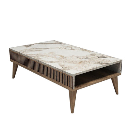 Dohányzóasztal Milan - Diós, Fehér Marble-VASBÚTOR