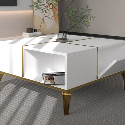 Dohányzóasztal Nirvana - White, Gold-VASBÚTOR