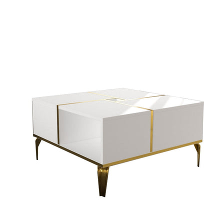Dohányzóasztal Nirvana - White, Gold-VASBÚTOR