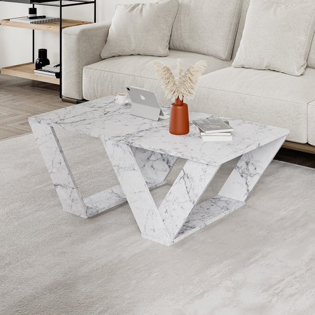Dohányzóasztal Pipra - Carrara Marble-VASBÚTOR