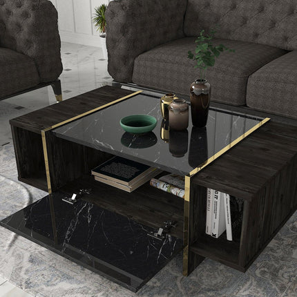 Dohányzóasztal Veyron - Black, Gold-VASBÚTOR