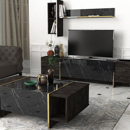Dohányzóasztal Veyron - Black, Gold-VASBÚTOR