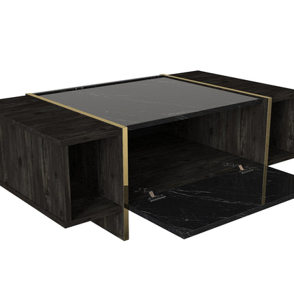 Dohányzóasztal Veyron - Black, Gold-VASBÚTOR