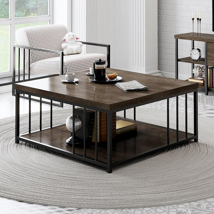 Dohányzóasztal Zenn - Walnut, Black-VASBÚTOR