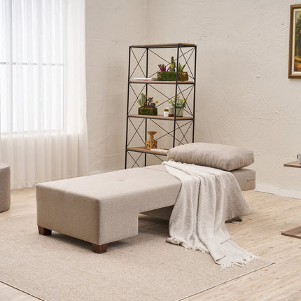 Egyzemélyes kanapéágy- Perenna Linen Balos - Krém-VASBÚTOR