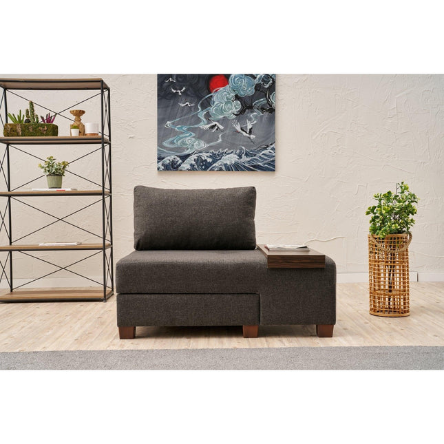 Egyzemélyes kanapéágy- Perenna Linen Jobbos - Antracit-VASBÚTOR
