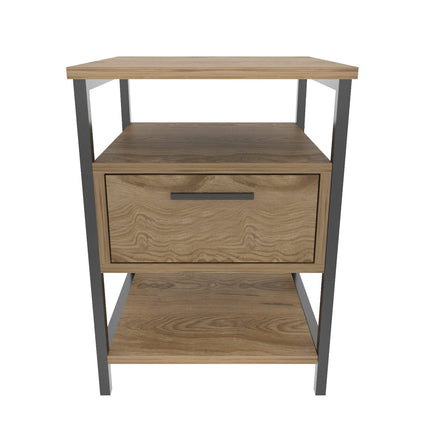 Éjjeliszekrény Alba - Black, Oak-VASBÚTOR