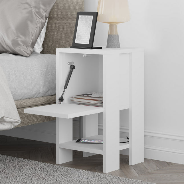 Éjjeliszekrény Ema - White, White-VASBÚTOR
