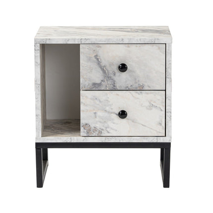 Éjjeliszekrény Glimmer - Fressia Marble, Fekete-VASBÚTOR