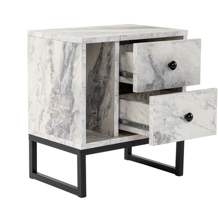 Éjjeliszekrény Glimmer - Fressia Marble, Fekete-VASBÚTOR