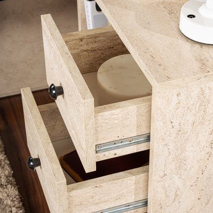 Éjjeliszekrény Glimmer - Travertine, Arany-VASBÚTOR