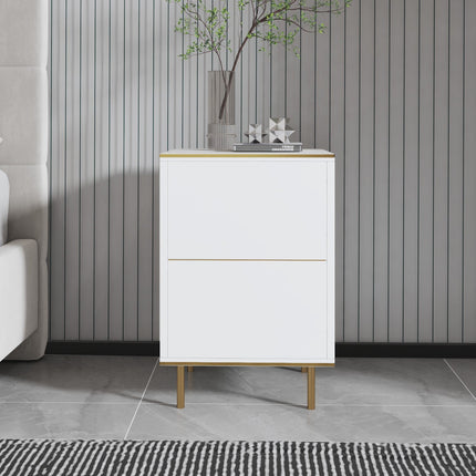 Éjjeliszekrény Imaj - Marble, White-VASBÚTOR