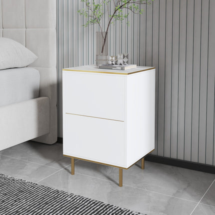Éjjeliszekrény Imaj - Marble, White-VASBÚTOR