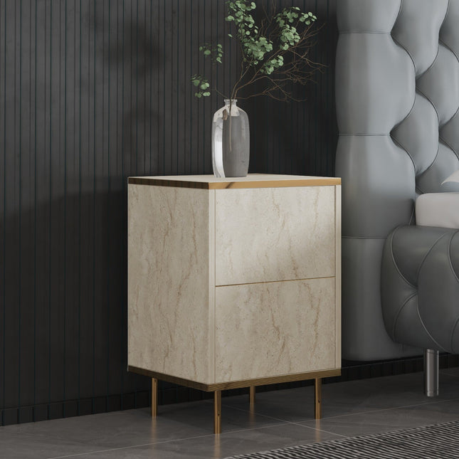 Éjjeliszekrény Imaj - Travertine, Gold-VASBÚTOR