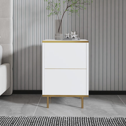 Éjjeliszekrény Imaj - White, Gold-VASBÚTOR
