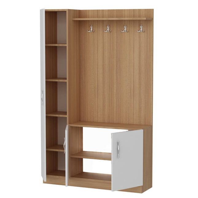 Előszobafal Naturel - Teak, White-VASBÚTOR