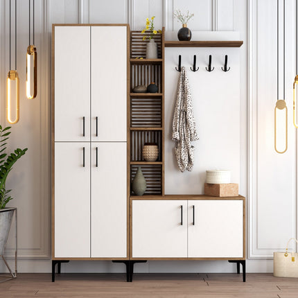 Előszobafal Viyana DA - Walnut, White-VASBÚTOR