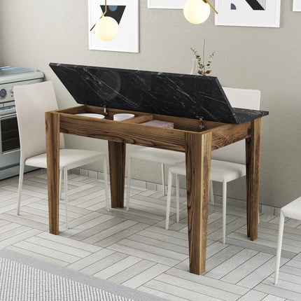Étkező asztal Kiev 509 - Walnut, Black-VASBÚTOR
