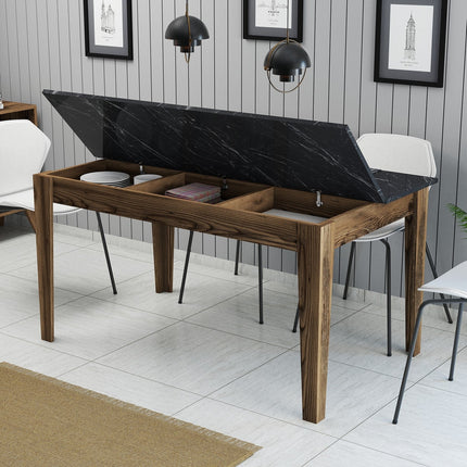 Étkező asztal Milan 518 - Walnut, Black-VASBÚTOR