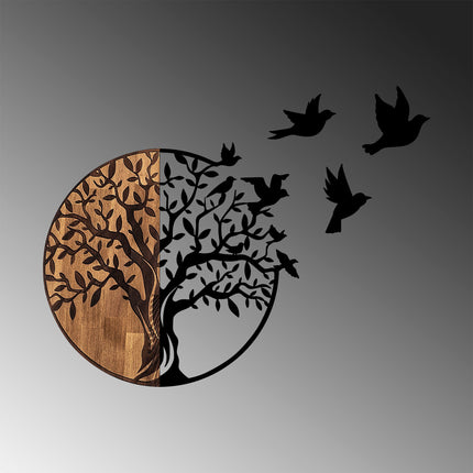 Fa fali dekoráció, Tree And Birds - 322-VASBÚTOR