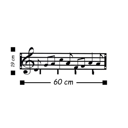 Fali Dekoráció - Fém fali akasztó, Note-VASBÚTOR