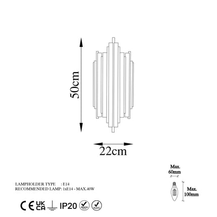 Fali lámpa, Reis - 13341-VASBÚTOR