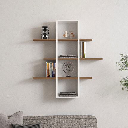 Fali polc Ardo - Walnut, White-VASBÚTOR