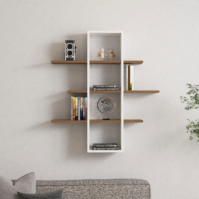 Fali polc Ardo - Walnut, White-VASBÚTOR