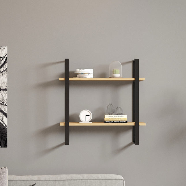 Fali polc Buba - Sapphire Oak, Black-VASBÚTOR