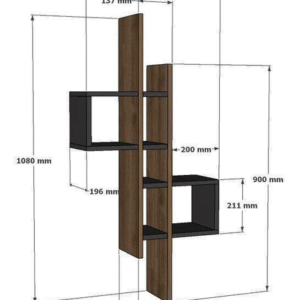 Fali polc Emse - Oak, Anthracite-VASBÚTOR