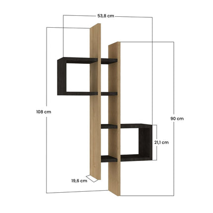 Fali polc Emse - Sapphire Oak, Anthracite-VASBÚTOR