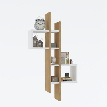 Fali polc Emse - Sapphire Oak, White-VASBÚTOR