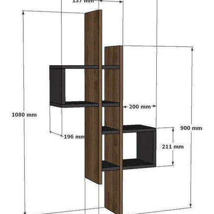 Fali polc Emse - Sapphire Oak, White-VASBÚTOR