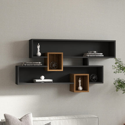 Fali polc Karen - Walnut, Anhtacite-VASBÚTOR