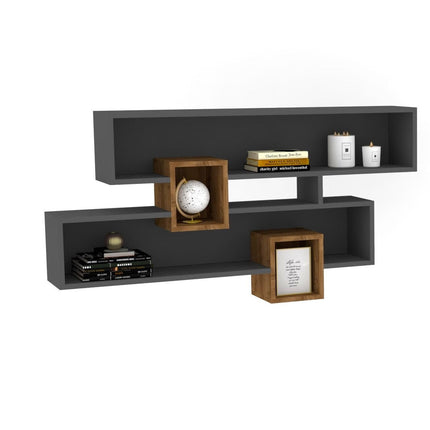 Fali polc Karen - Walnut, Anhtacite-VASBÚTOR