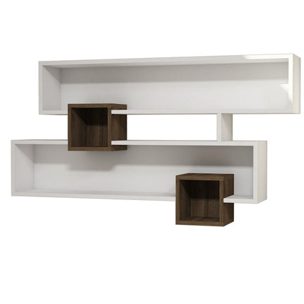 Fali polc Karen - Walnut, White-VASBÚTOR