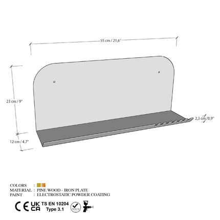 Fali polc Long Pouch - Arany-VASBÚTOR