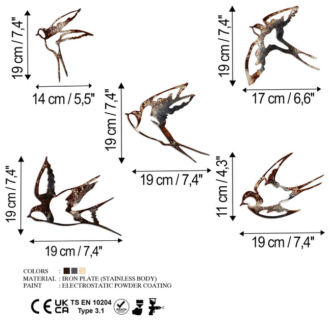 Fém fali dekoráció, Birds-2-VASBÚTOR