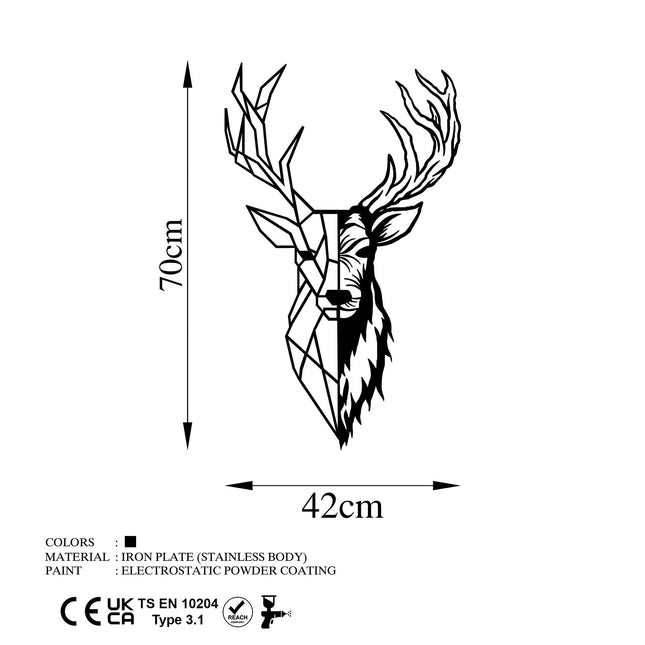 Fém fali dekoráció, Red Deer 2-VASBÚTOR