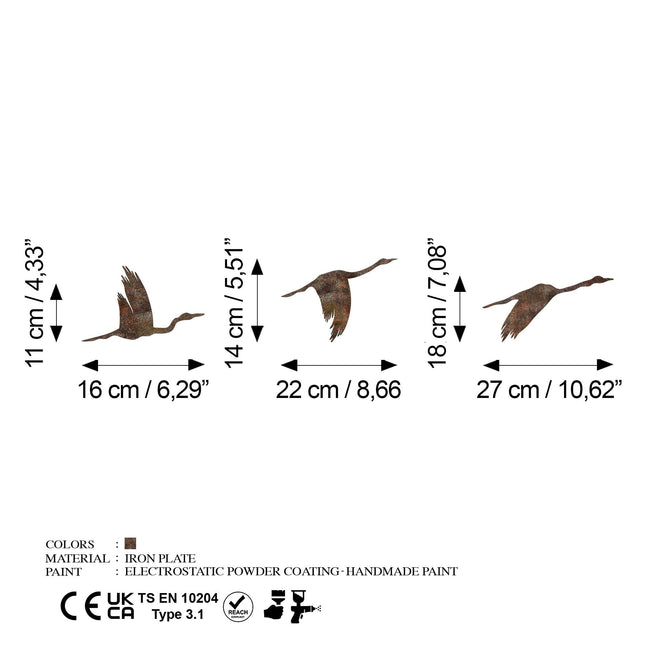 Fém fali dekoráció, Rusty Birds 1-VASBÚTOR