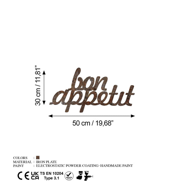 Fém fali dekoráció, Rusty Bon Appetit-VASBÚTOR