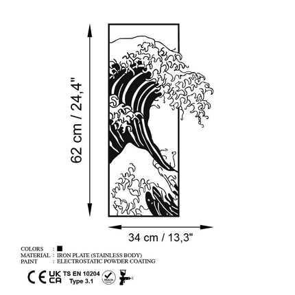 Fém fali dekoráció, Waves 3-VASBÚTOR
