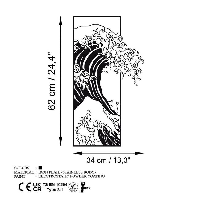 Fém fali dekoráció, Waves 3-VASBÚTOR