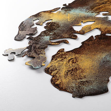 Fém fali dekoráció, World Map Medium - 3-VASBÚTOR