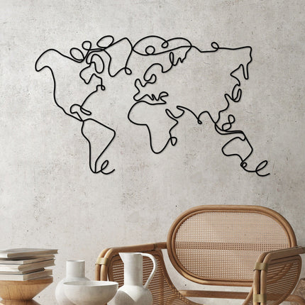 Fém fali dekoráció, World Map-VASBÚTOR